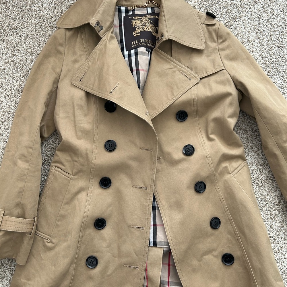 Burberry trench coat.